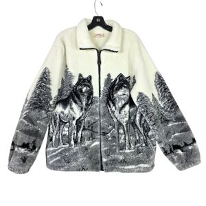 Vintage Milton Funwear wolf full zip  Fleece Jacket